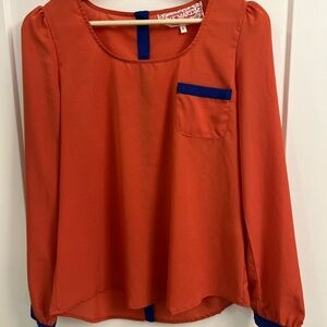 Pink Martini Women's Blouse with Blue Accents Small